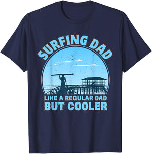 Dad Surfer Like A Normal But Cool Dad For Father's Day , Black, S T-Shirt - T-Shirt | Navy