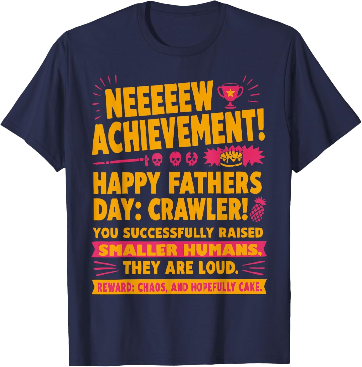 New Achievement Happy Fathers Day Crawler Gamer Dad USA T-Shirt - T-Shirt | Navy