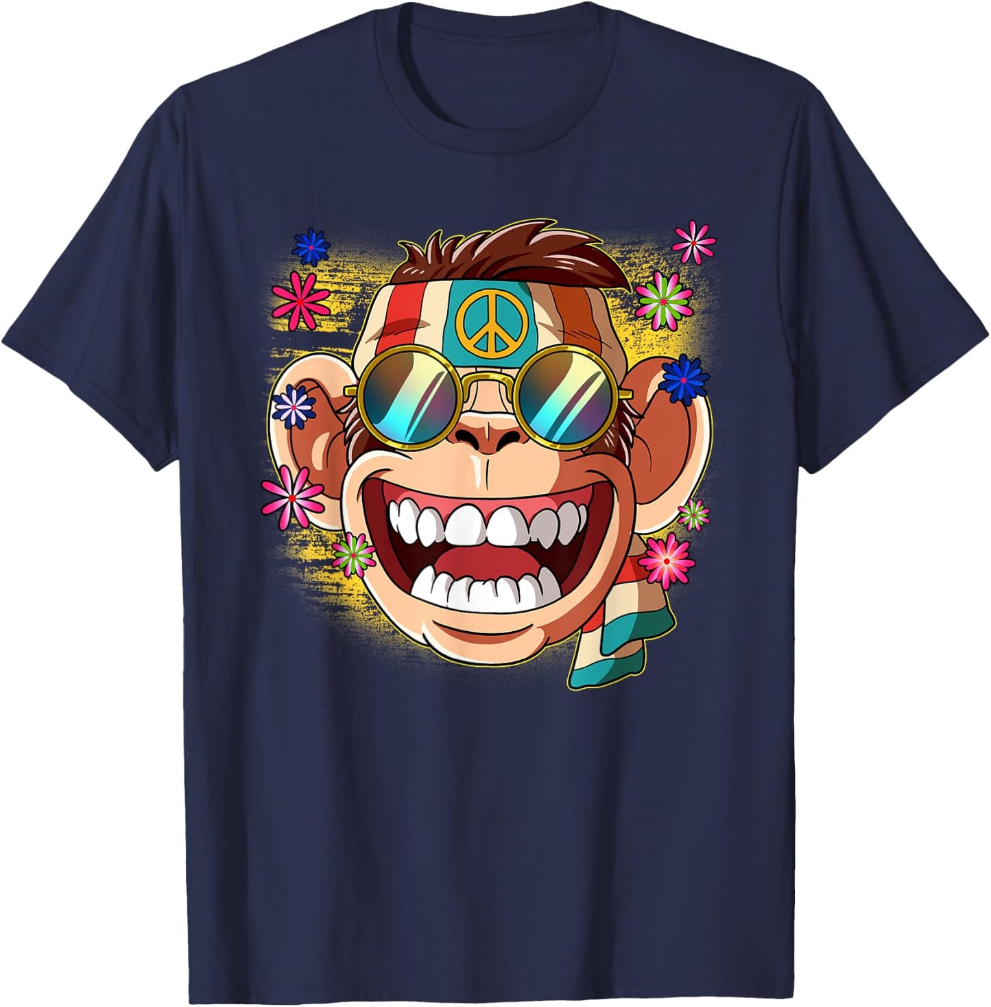60s 70s Costume Groovy Hippie , black T-Shirt - T-Shirt | Navy
