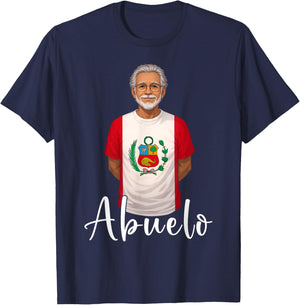 Granddad Peruvian Flag Grandfather Grandpa Abuelo Peru T-Shirt - T-Shirt | Navy
