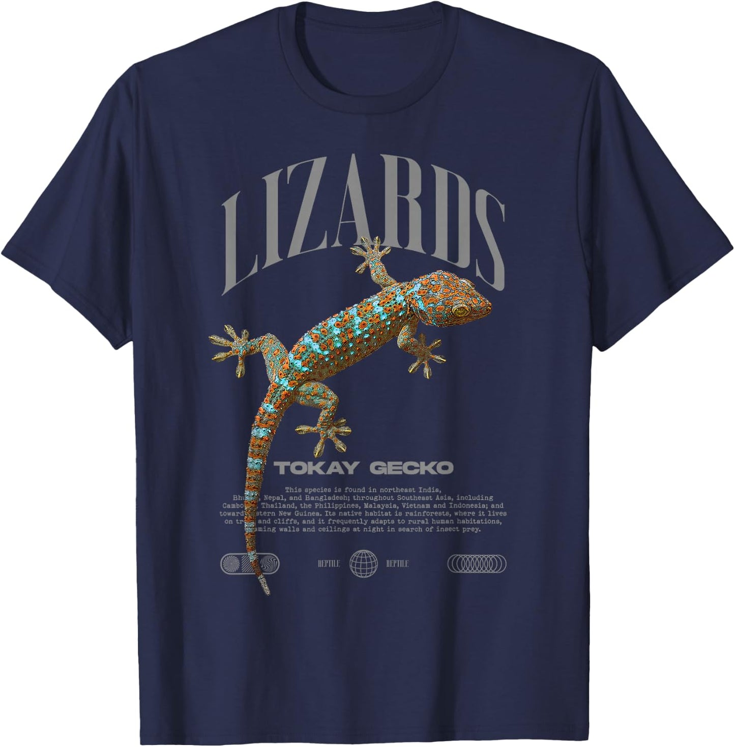 Tokay Gecko Modern Reptile Keeper Streetwear T-Shirt - T-Shirt | Navy
