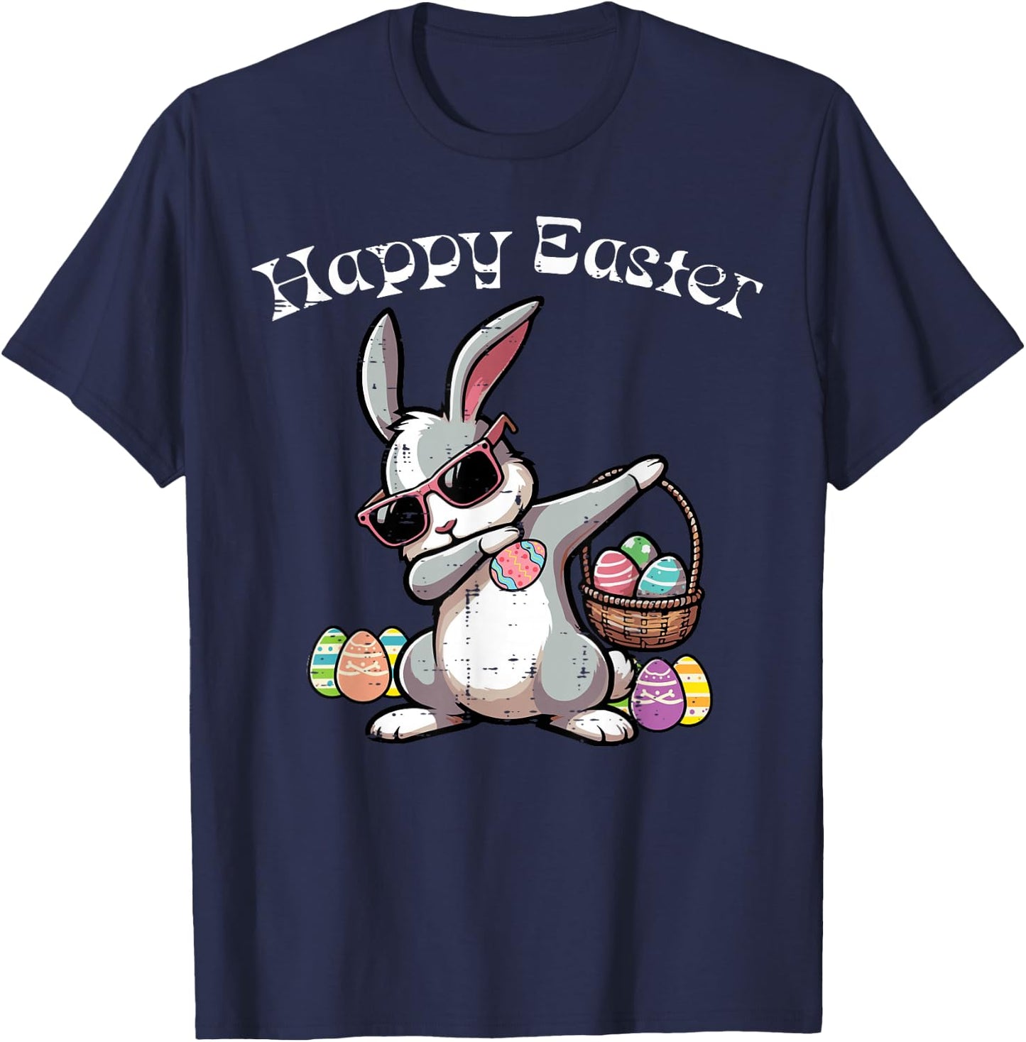 Happy Easter Dabbing Bunny Rabbit Girls Kids Toddler Women T-Shirt - T-Shirt | Navy