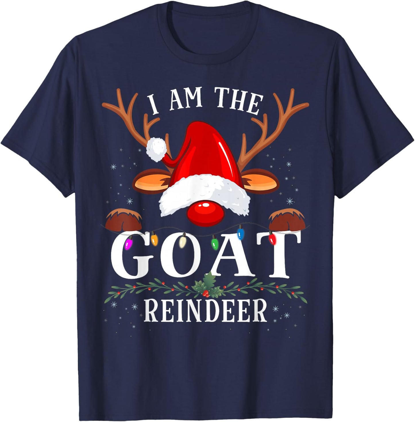 99 Gifts I Am The Goat Reindeer Christmas Family -Adults Black Short Sleeve Classic Fit T-Shirt - T-Shirt | Navy