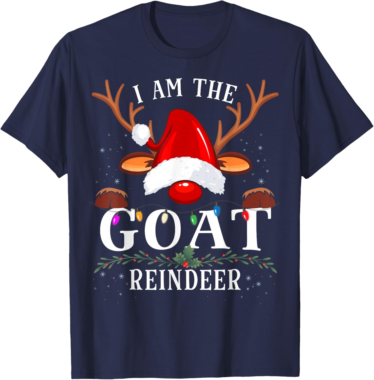 99 Gifts I Am The Goat Reindeer Christmas Family -Adults Black Short Sleeve Classic Fit T-Shirt - T-Shirt | Navy