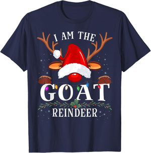 99 Gifts I Am The Goat Reindeer Christmas Family -Adults Black Short Sleeve Classic Fit T-Shirt - T-Shirt | Navy
