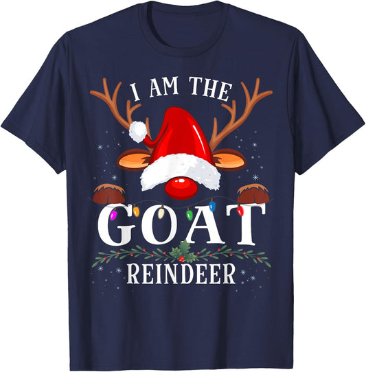 99 Gifts I Am The Goat Reindeer Christmas Family -Adults Black Short Sleeve Classic Fit T-Shirt - T-Shirt | Navy