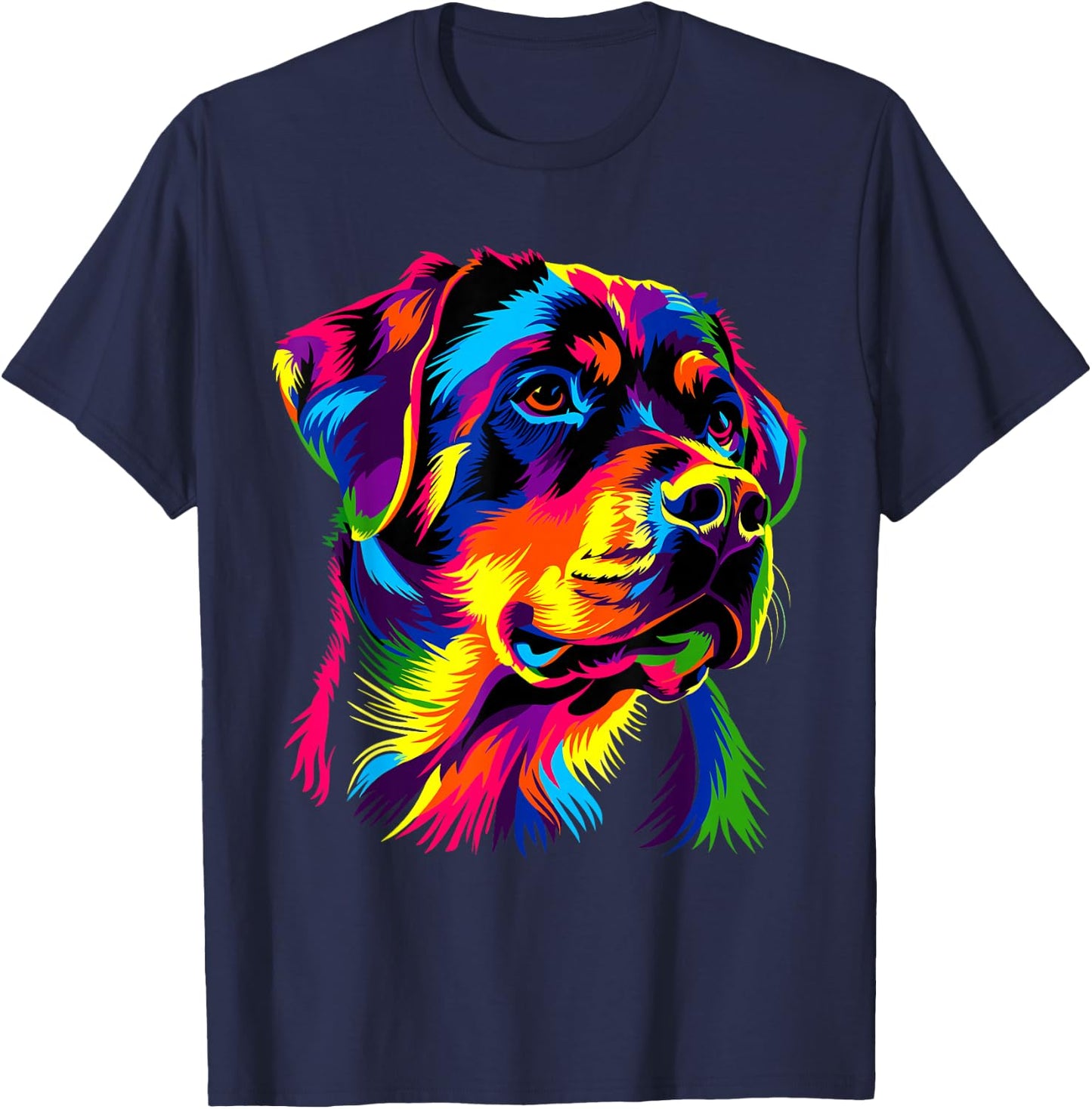 Rottweiler Hund Bunte Farben Pop Art Hunde Stolz Rottweiler T-Shirt - T-Shirt | Navy