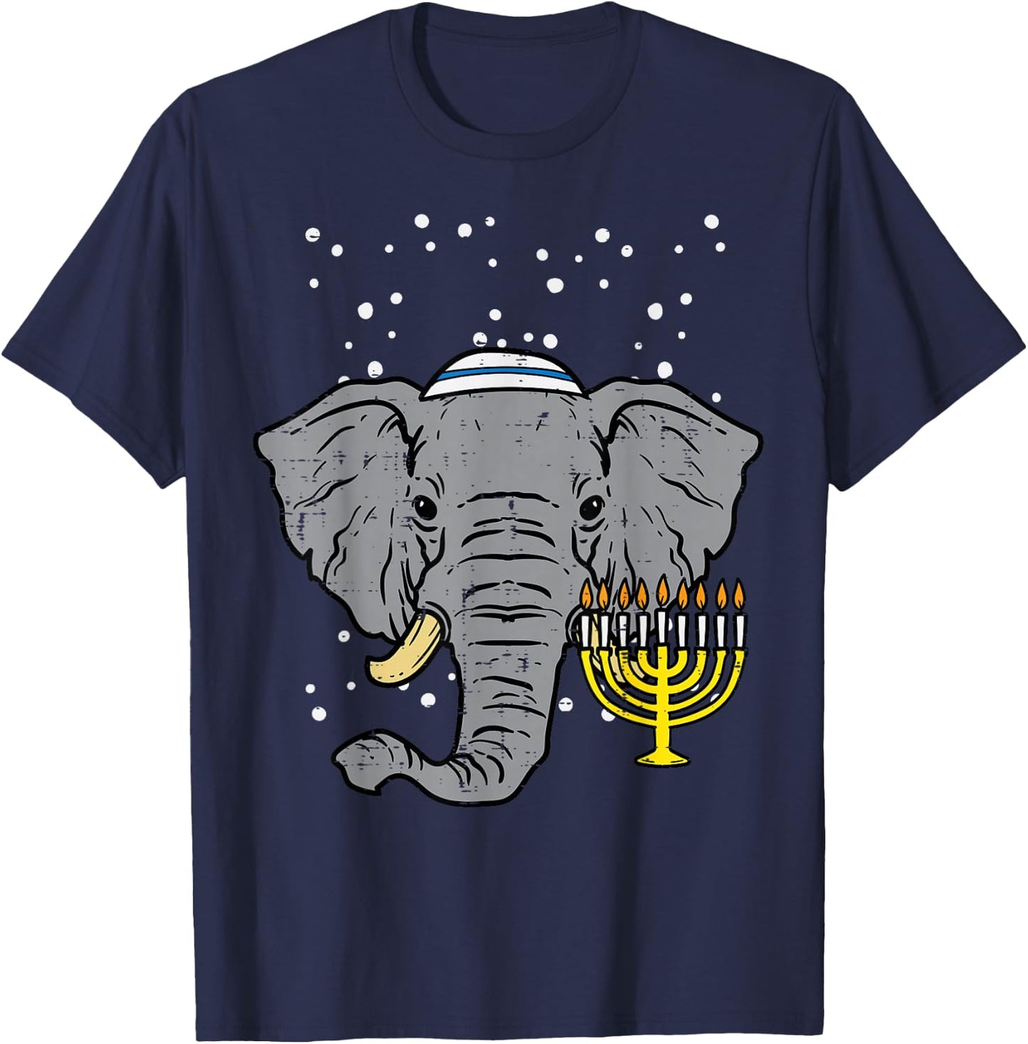 Hanukkah Elephant Chanukah Jewish Men Women Kids Boys Girls T-Shirt - T-Shirt | Navy