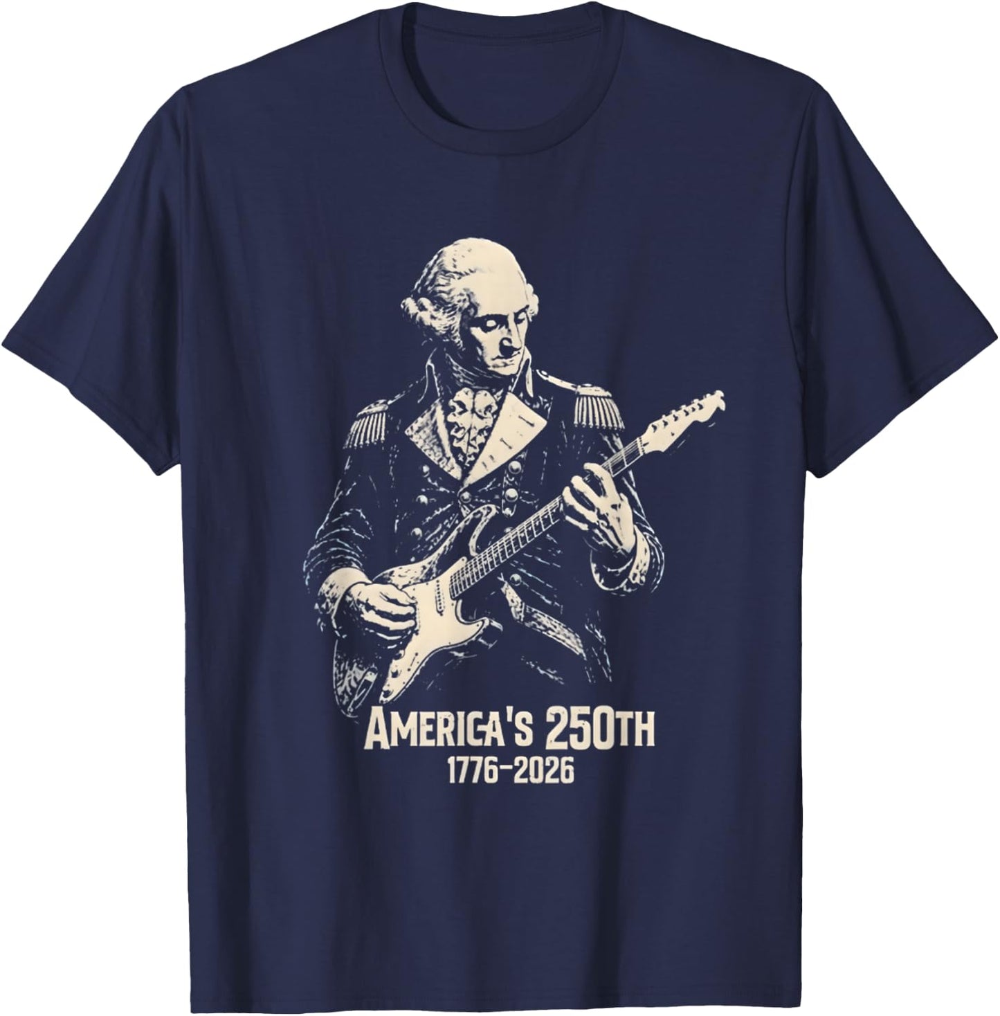 Vintage George Washington Playing Guitar 250 Years America T-Shirt - T-Shirt | Navy