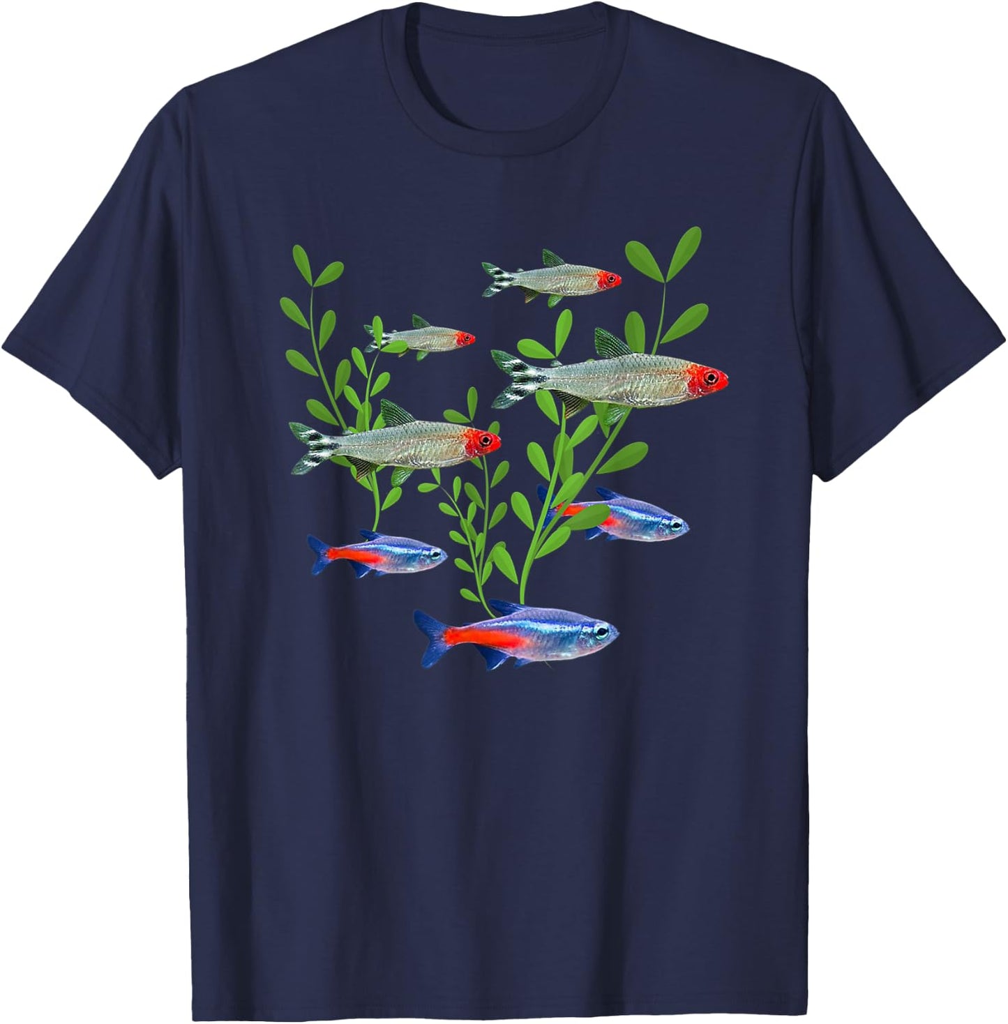 Tetras Aquarium Neon Tetras Rummy Nose Tetras Fish Gift T-Shirt - T-Shirt | Navy