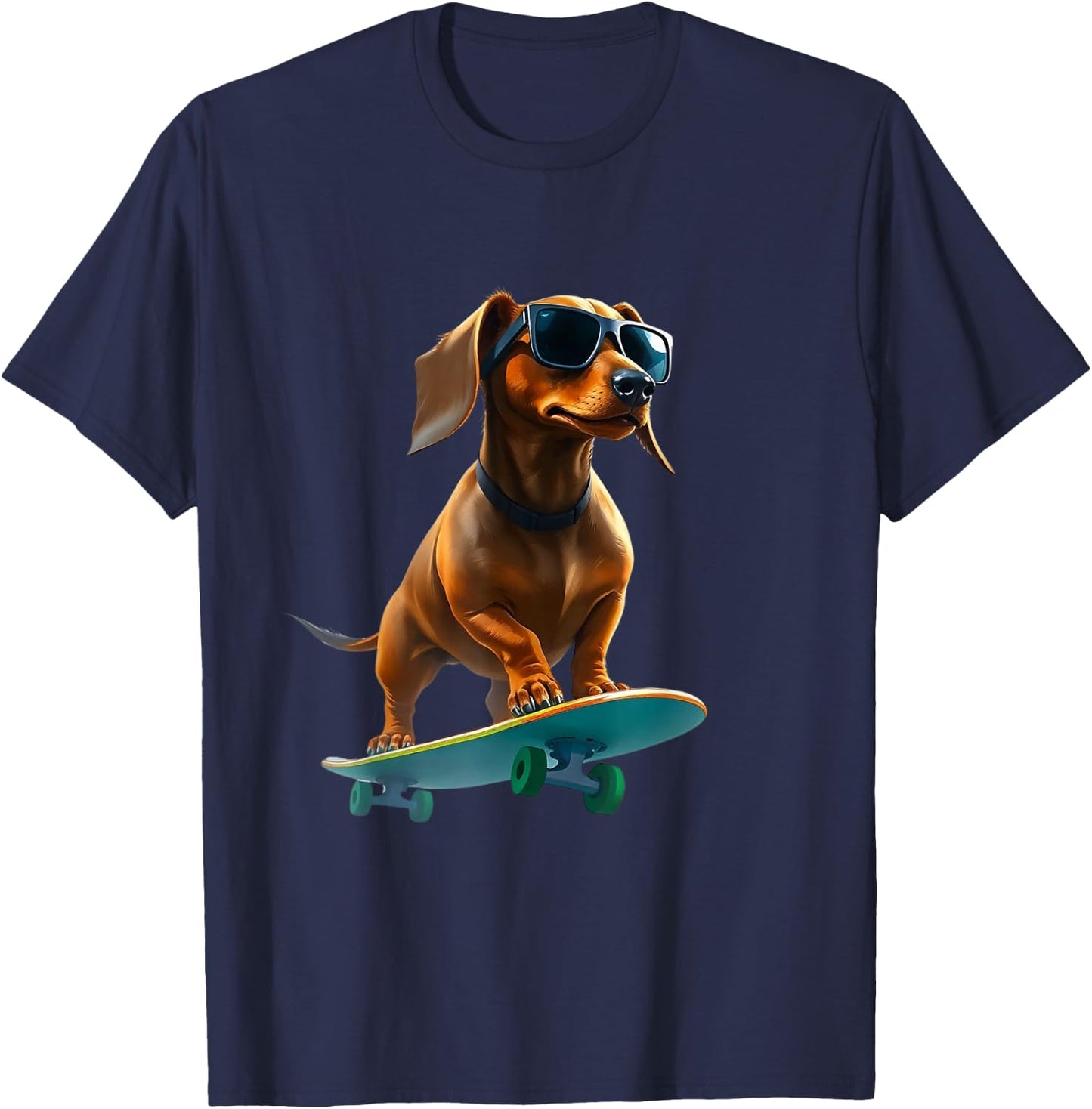 Badger on Skateboard - Funny Dog , Black, S T-Shirt - T-Shirt | Navy
