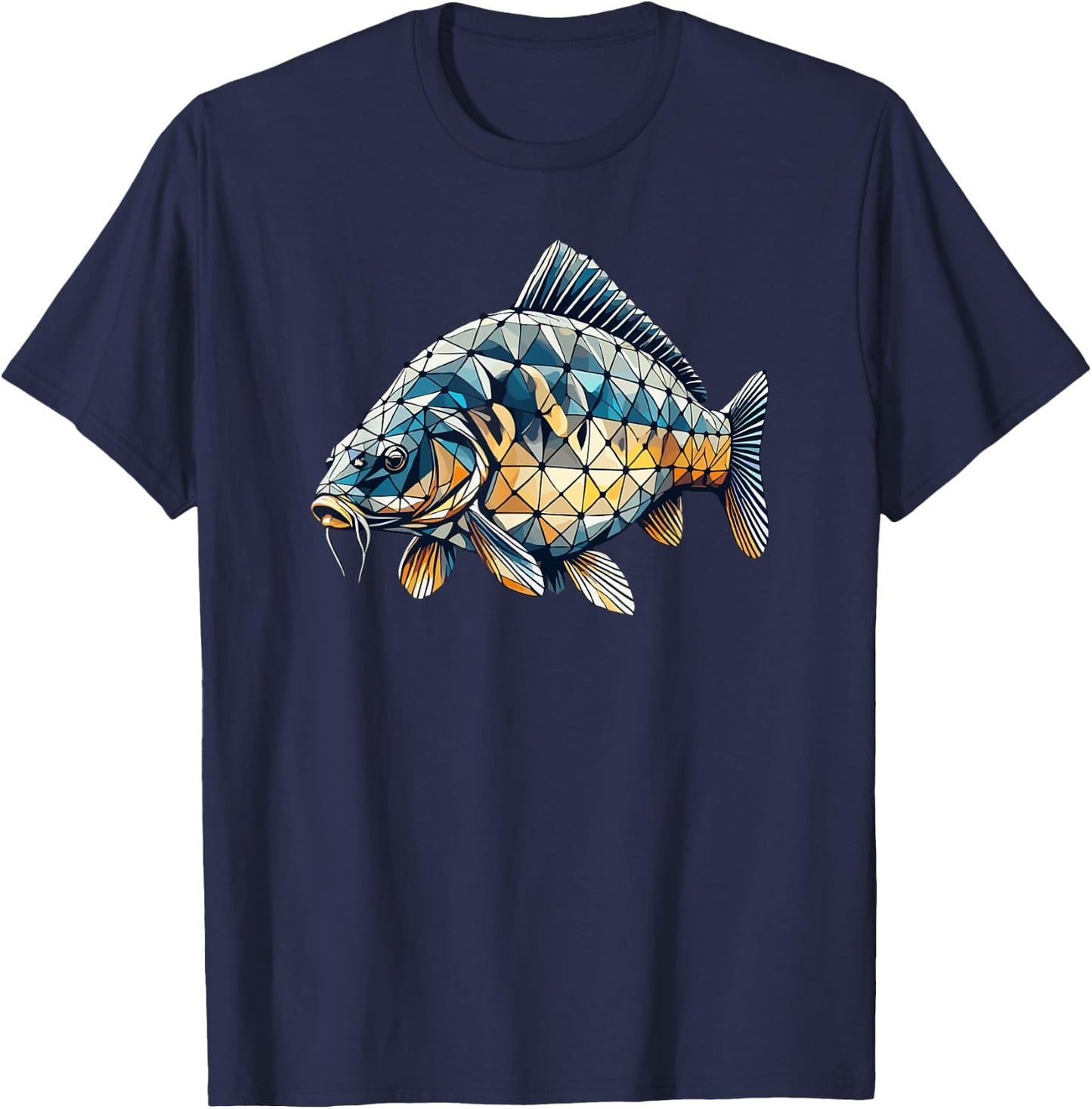 Geometric Art Fishing Carp Fisherman Carps T-Shirt - T-Shirt | Navy