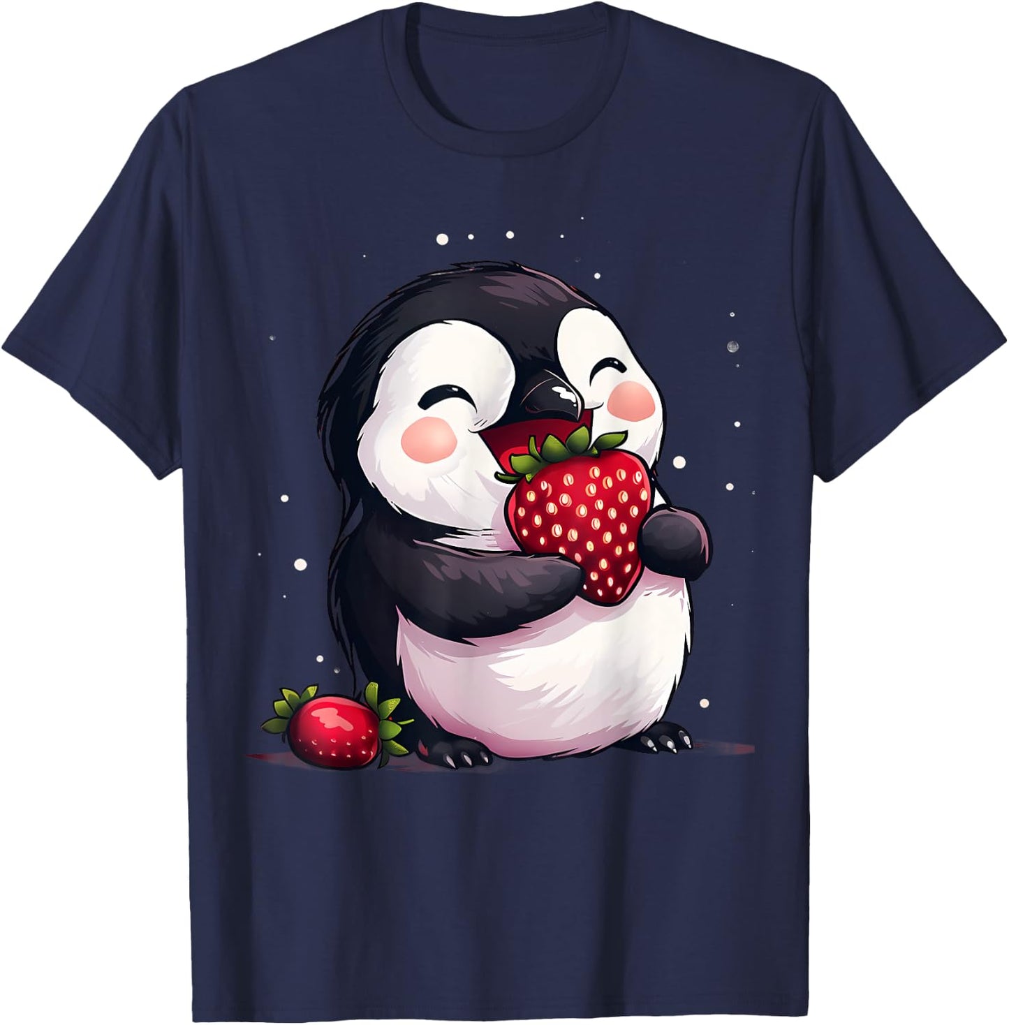 Strawberry Penguin Strawberry Fruit Animal Art Artwork T-Shirt - T-Shirt | Navy