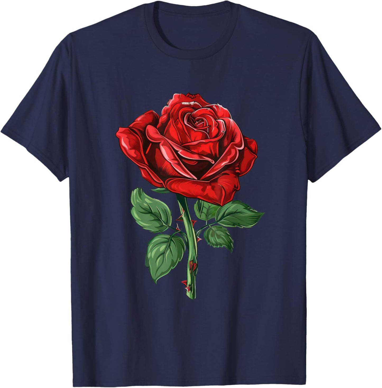 Red Rose Graphic T-Shirt - T-Shirt | Navy
