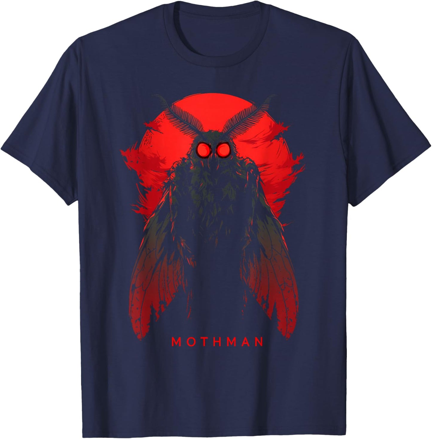 WEST VIRGINIA MOTHMAN CRYPTID Black Short Sleeve T Shirt S Cryptozoology Halloween T-Shirt - T-Shirt | Navy