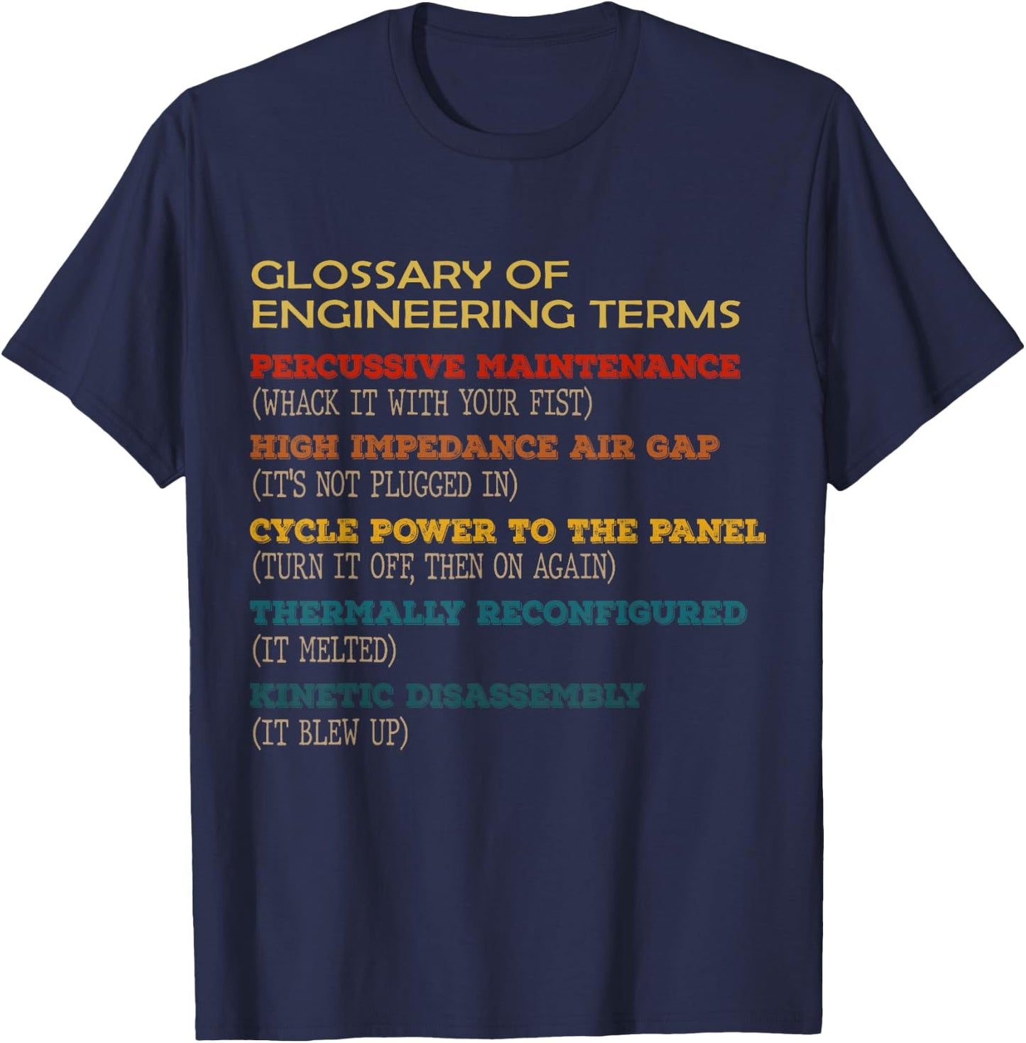 Funny Glossary of Engineering Terms Classic Costume T-Shirt - T-Shirt | Navy