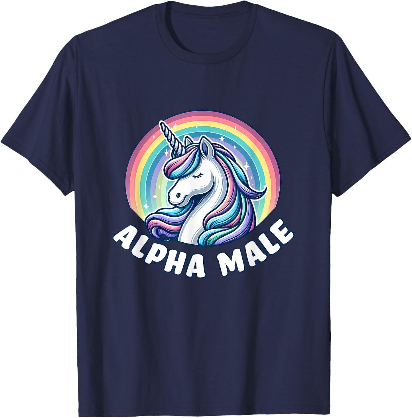 Alpha Male Unicorn Ironic Cute Funny Sarcastic Humor T-Shirt - T-Shirt | Navy