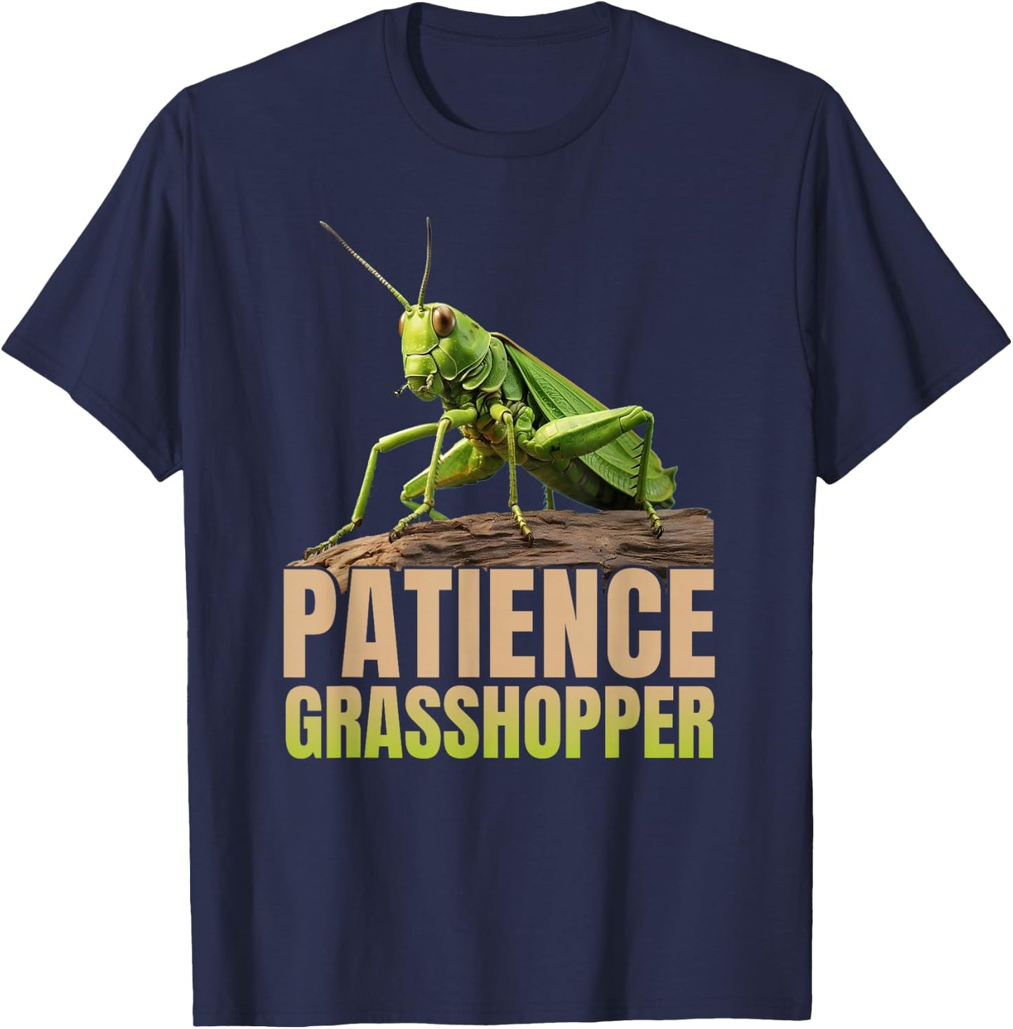Patience Grasshopper - Insects T-Shirt - T-Shirt | Navy