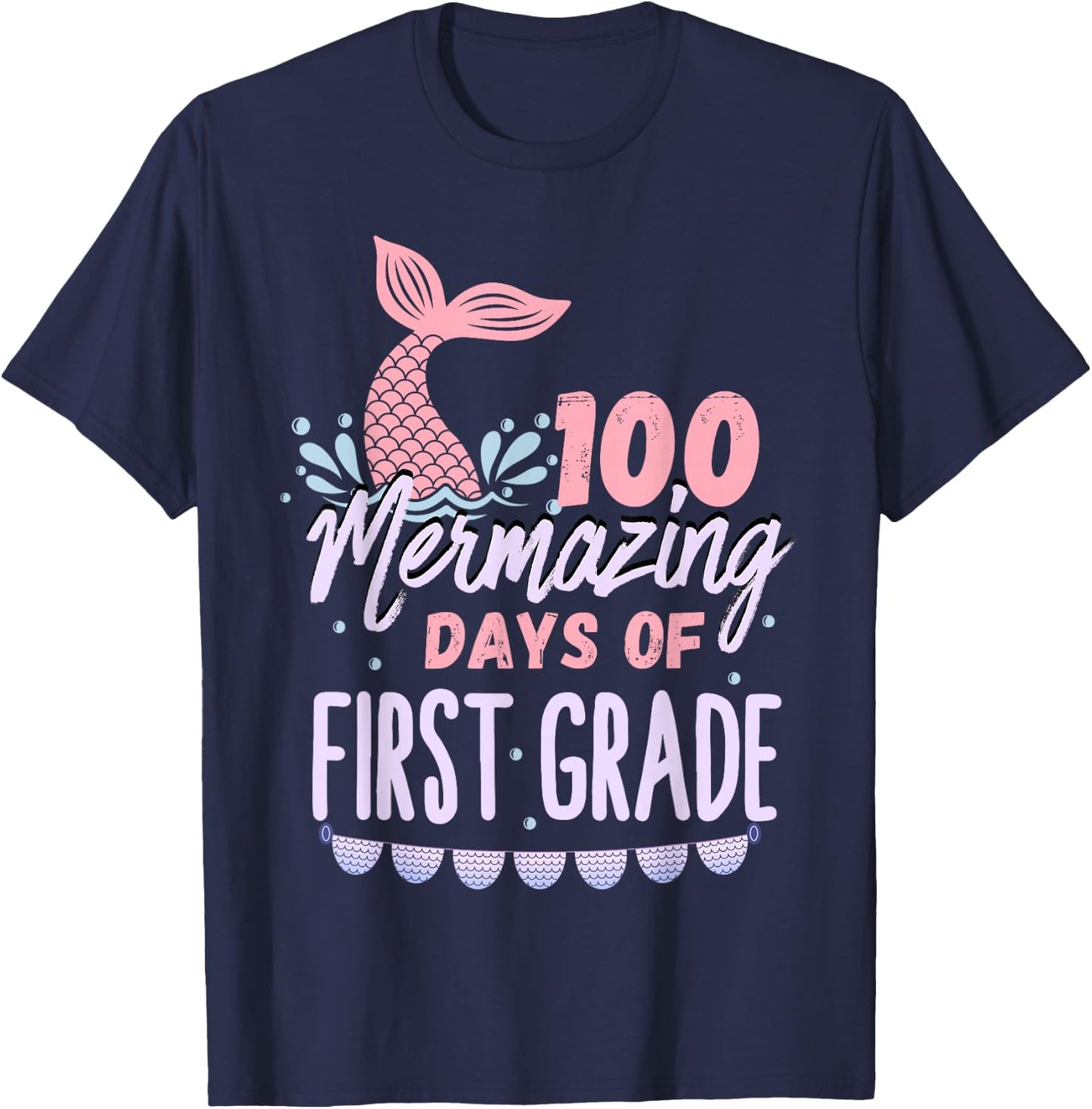 100 Mermazing Days Of 1st Grade 100th Day Of School Mermaid T-Shirt - T-Shirt | Navy