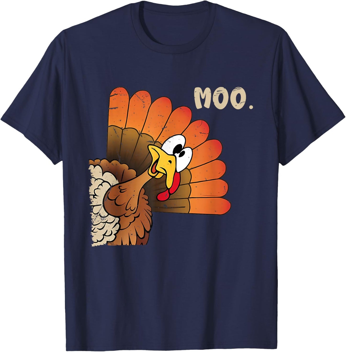 Funny Thanksgiving Cute Turkey Moo I'm A Cow Men Women Kids T-Shirt - T-Shirt | Navy