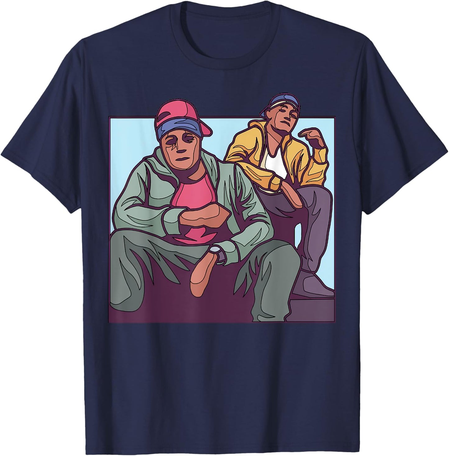 Cartoon Characters In Casual Wear For Adults T-Shirt - T-Shirt | Navy