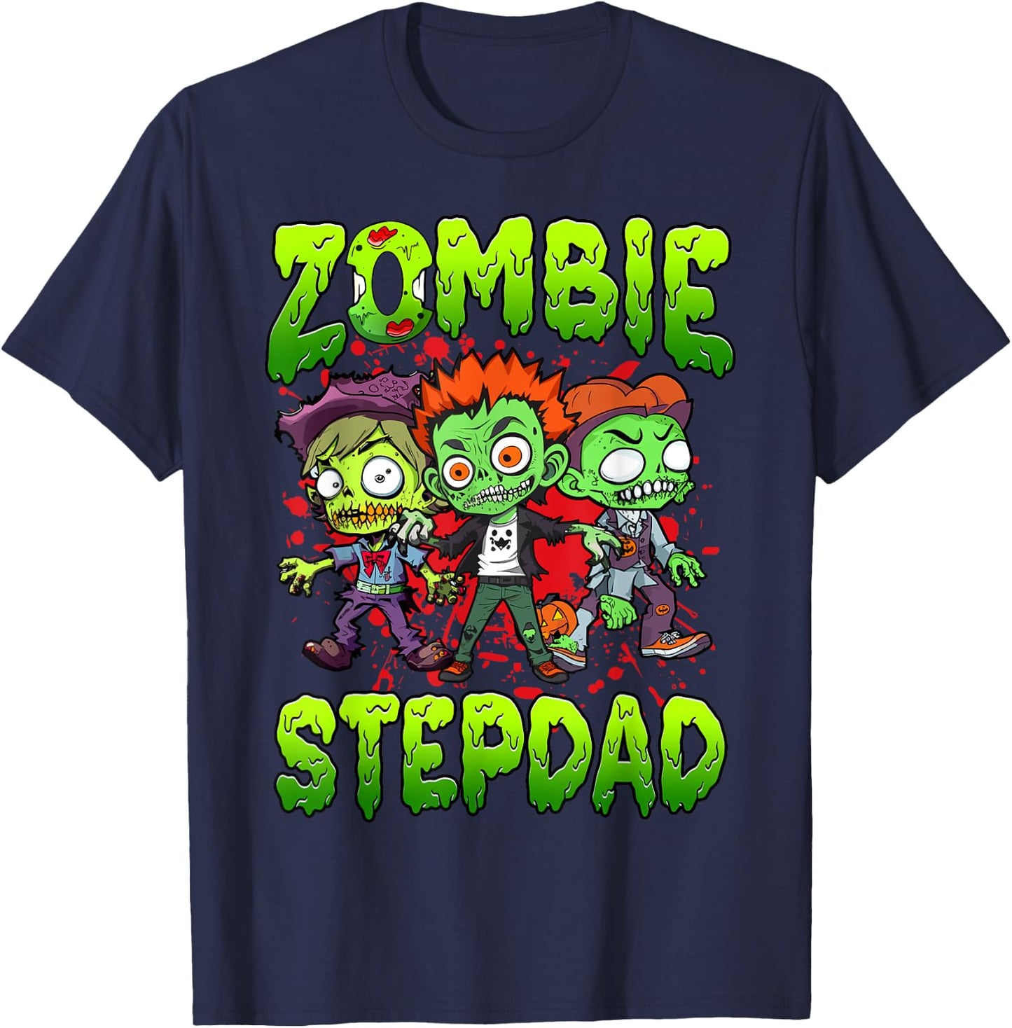 Zombie Stepdad Halloween Costume Family Matching T-Shirt - T-Shirt | Navy