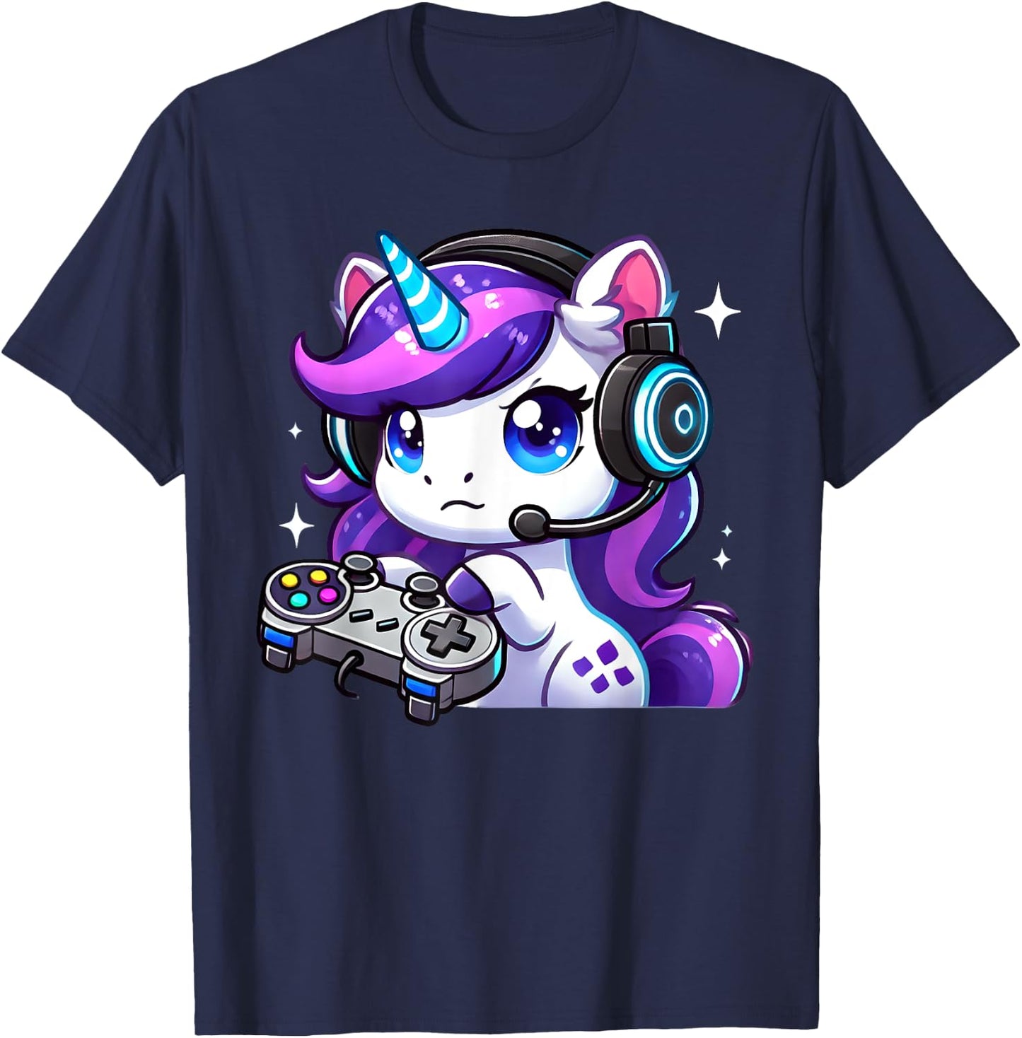 Toddler Boys Cute Unicorn Playing Video Games for Gamers T-Shirt - T-Shirt | Navy