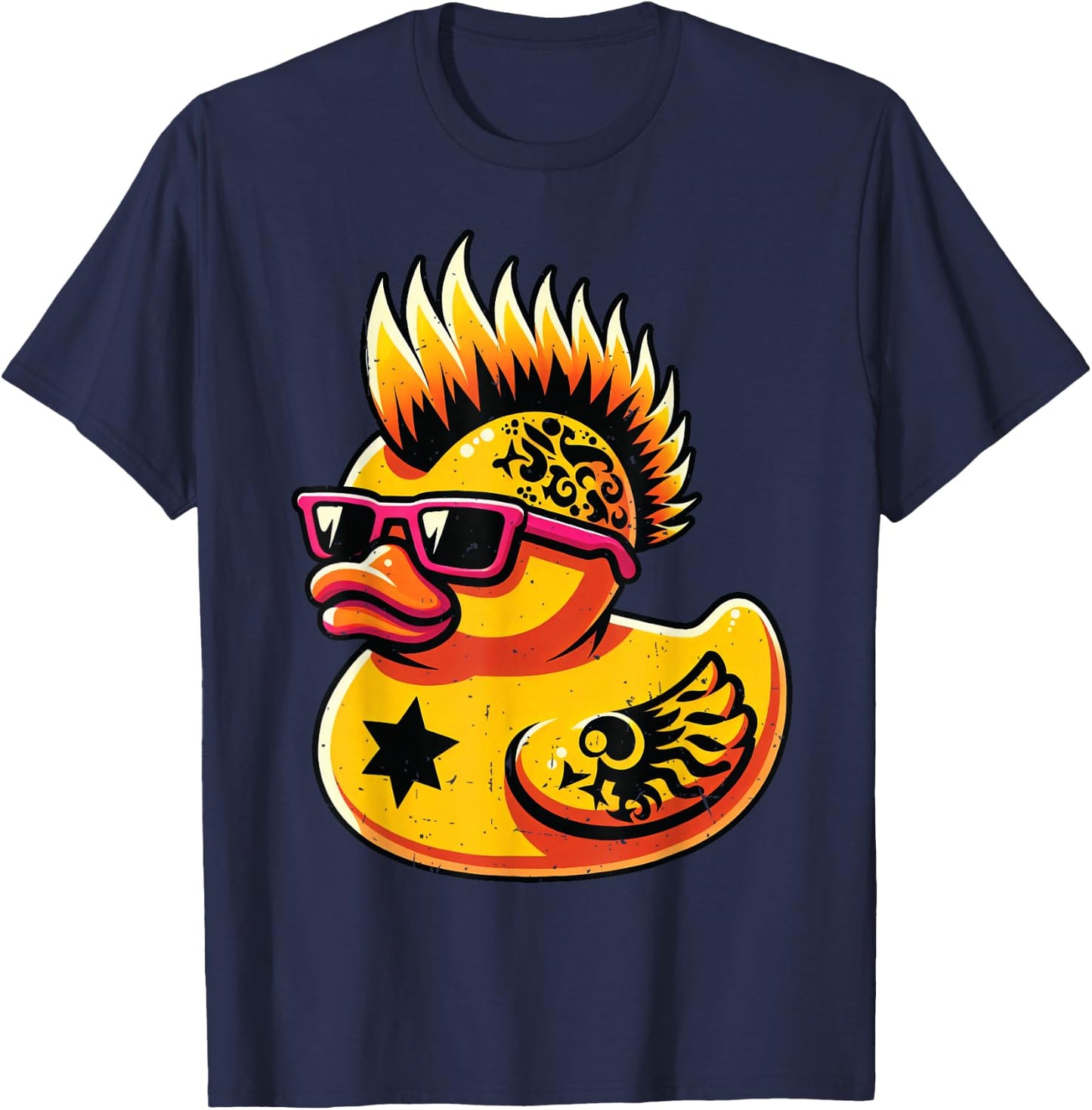 Mohawk Rubber Duck Punk Rocker Toddler Boys Kid Men T-Shirt - T-Shirt | Navy