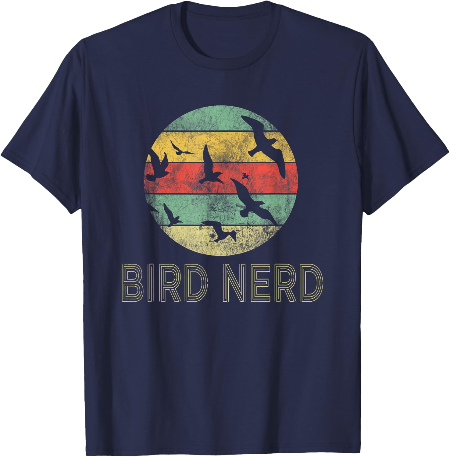 Retro Birding Bird Watching Nerd | Funny Bird Watcher T-Shirt - T-Shirt | Navy