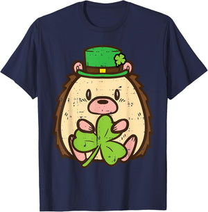 St Patricks Day Hedgehog Saint Pattys Boys Girls Kid Toddler T-Shirt - T-Shirt | Navy