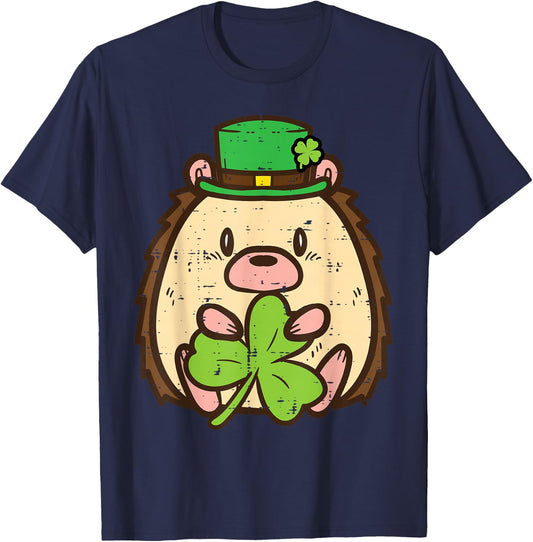 St Patricks Day Hedgehog Saint Pattys Boys Girls Kid Toddler T-Shirt - T-Shirt | Navy