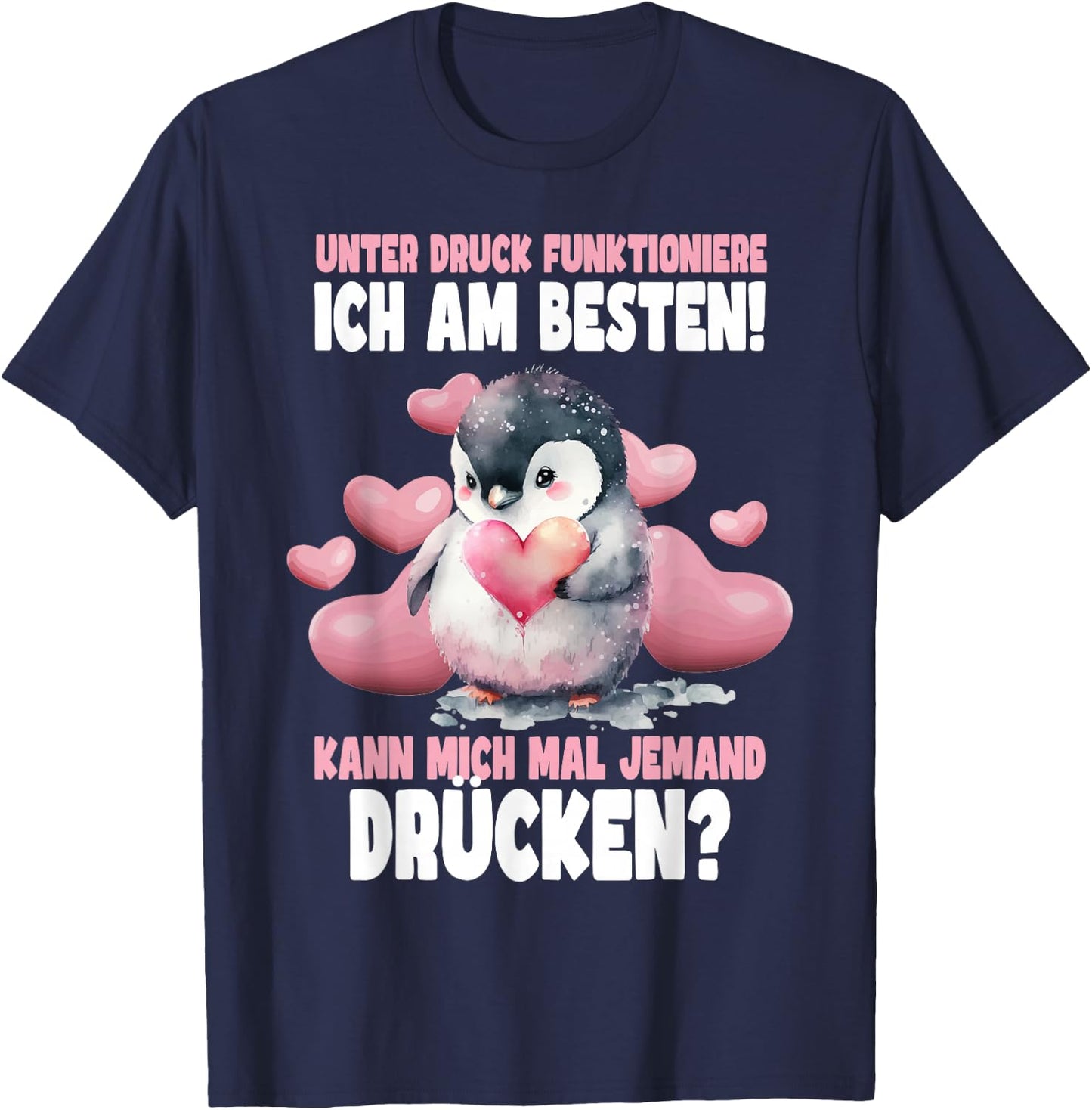 Pinguin Pinguine für Kinder, Damen & Mädchen in Schwarz, Größe S, , Kurzarm, Klassisch geschnitten, Hochwertige Verarbeitung, Pinguin Theme, Weihnachten, Geburtstag T-Shirt - T-Shirt | Navy