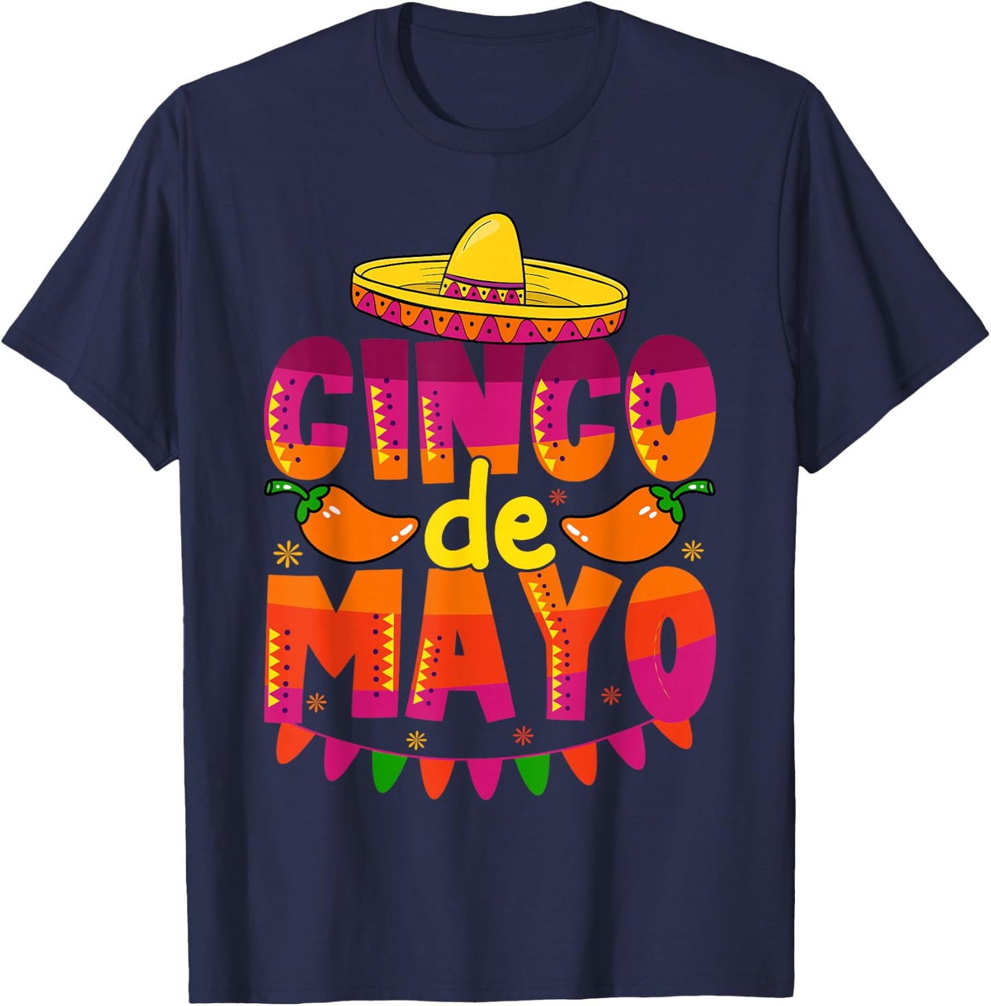 Cinco De Mayo Lets Fiesta Squad 5 De Mayo Mexican Men Women T-Shirt - T-Shirt | Navy