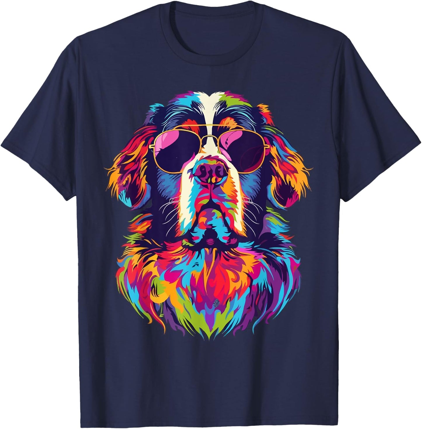 Saint Bernard Lovers Design Pop Art Funny St Bernard Dog T-Shirt - T-Shirt | Navy