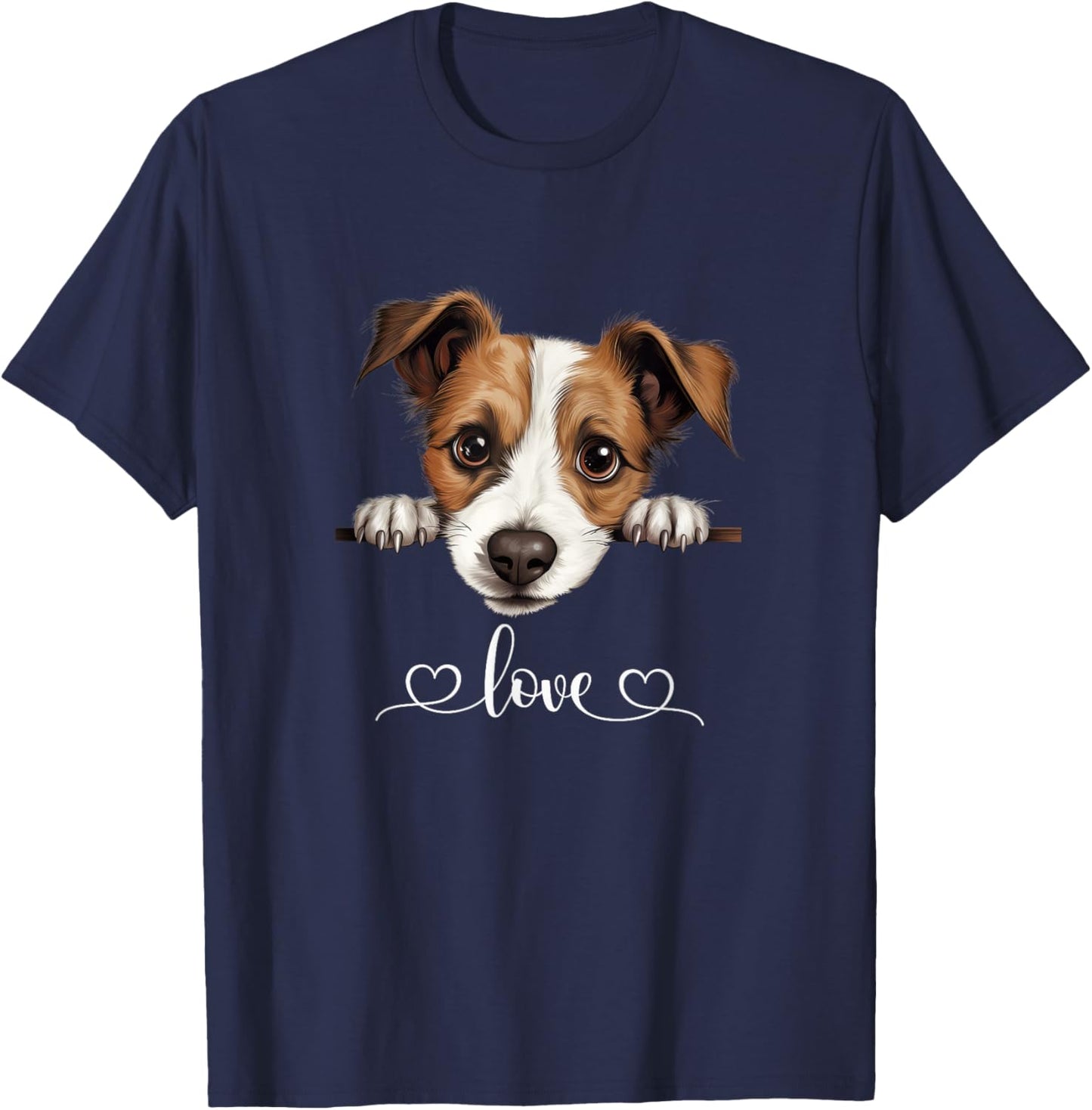 Cute Dog Graphic Love Puppy Jack Russell Terrier Dog T-Shirt - T-Shirt | Navy