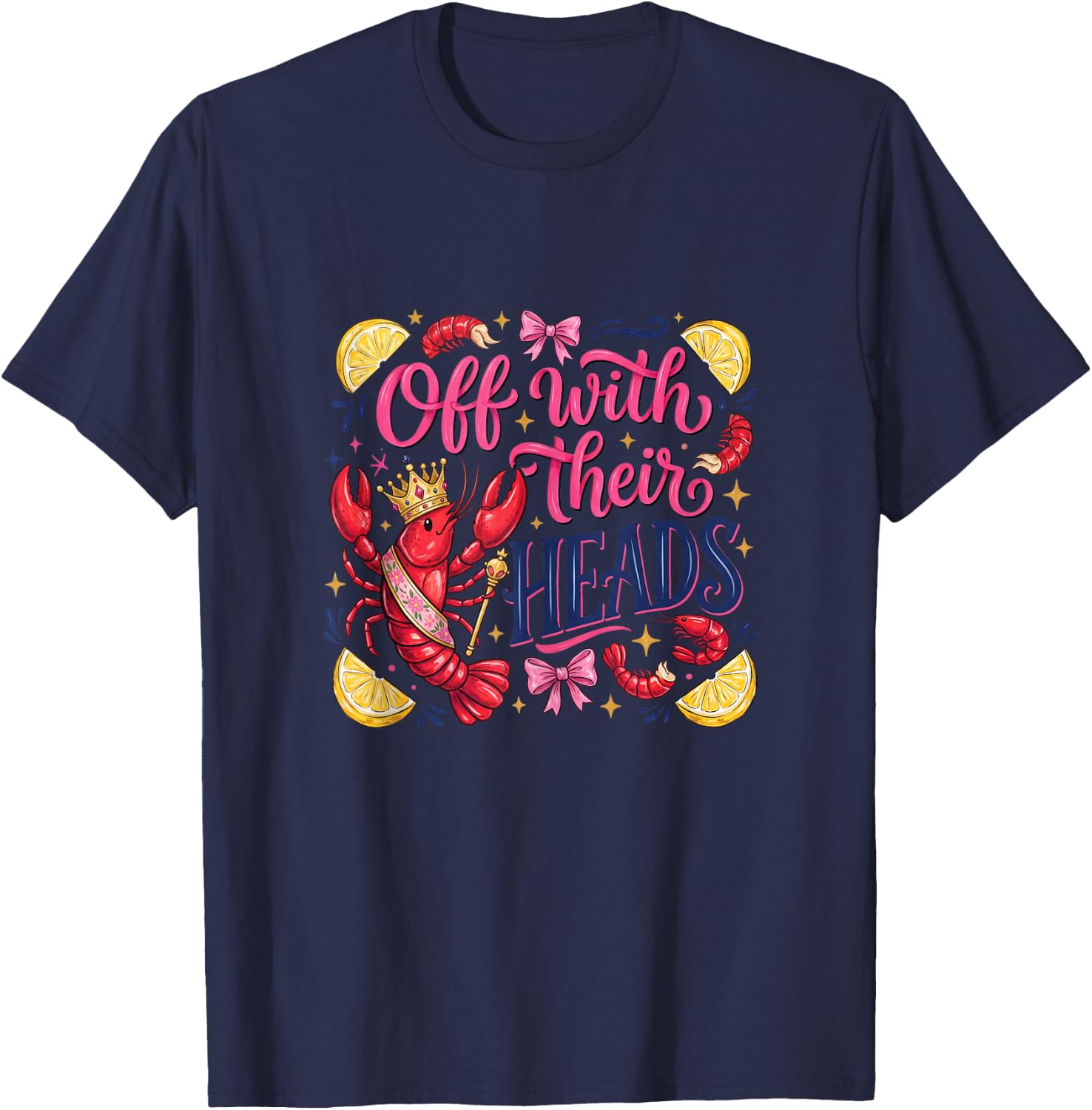 Funny Crawfish Boil Off with Their Heads Vintage Men Women T-Shirt - T-Shirt | Navy