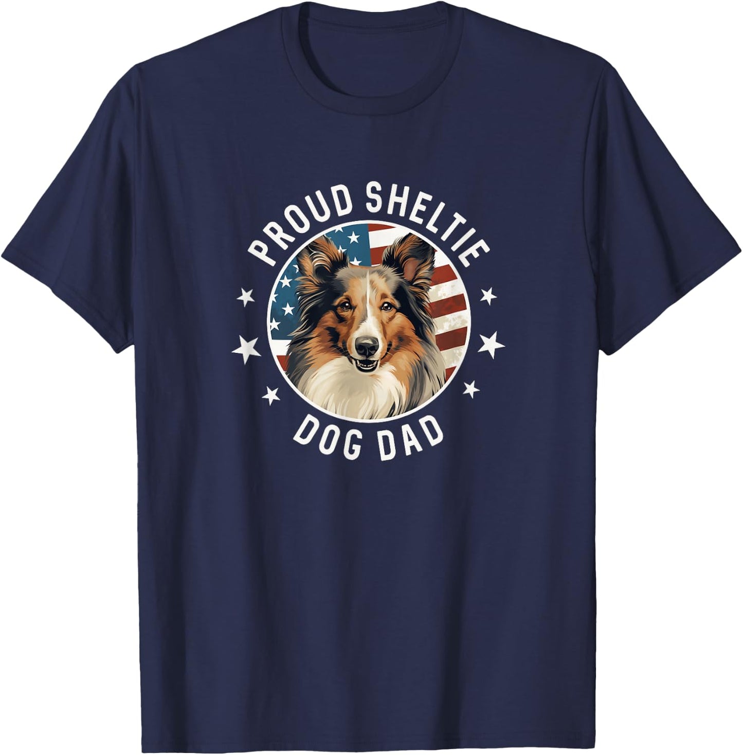 Sheltie Gifts , Proud Sheltie Dog Dad T-Shirt - T-Shirt | Navy