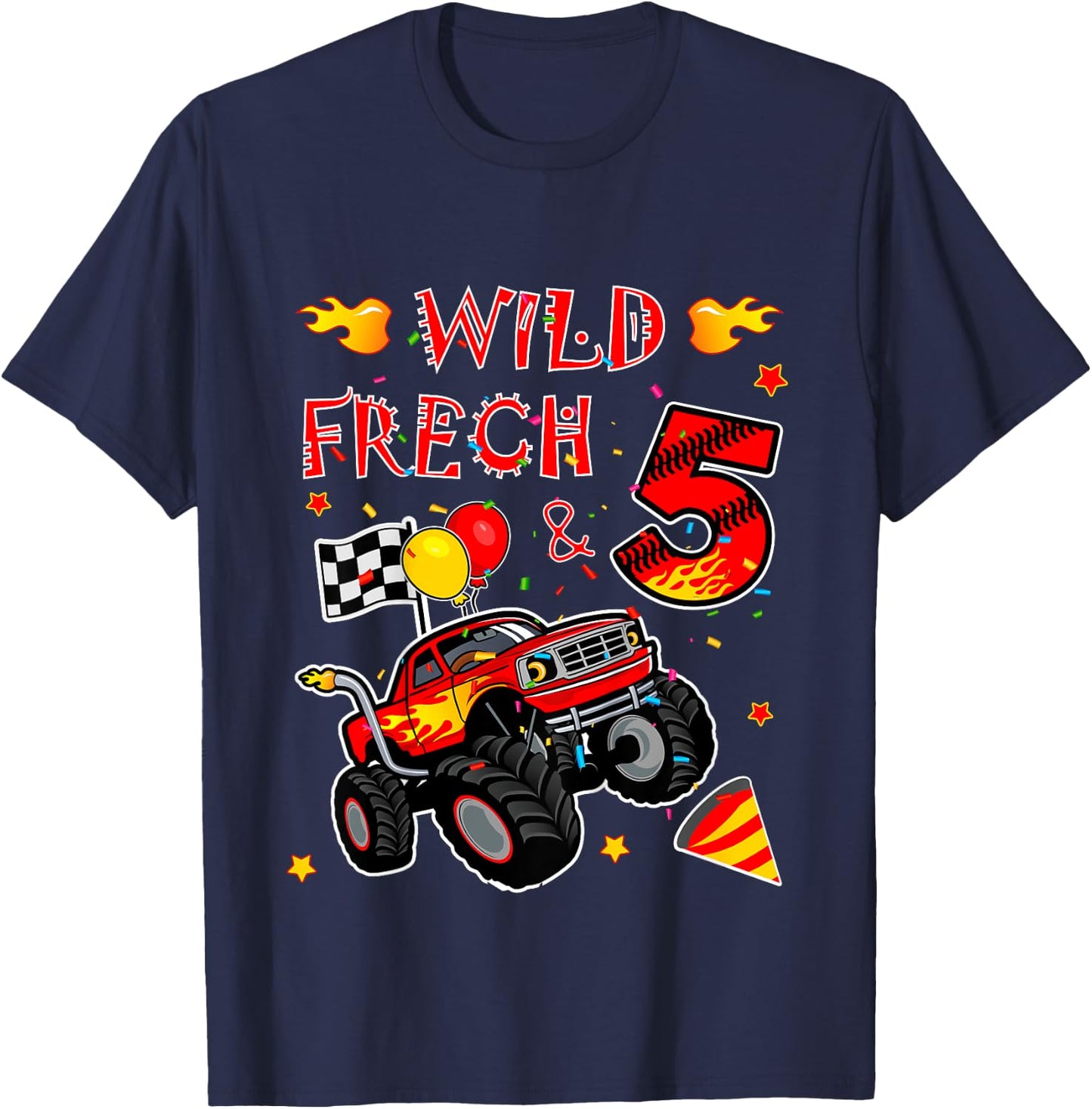 Geburtstag Monster Truck - Wild frech und Fünf - Junge 5 T-Shirt - T-Shirt | Navy