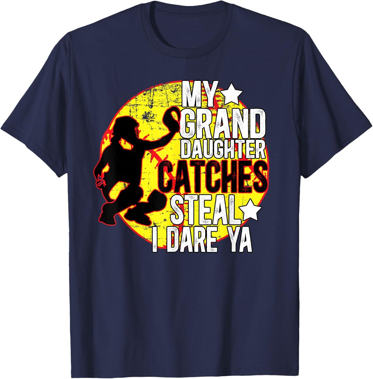 My Granddaughter Catches Softball Catcher Grandma T-Shirt - T-Shirt | Navy