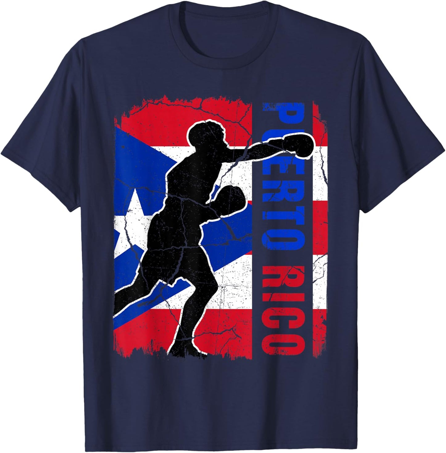 Puerto Rican Boxing Team Puerto Rico Flag Boxing Gloves T-Shirt - T-Shirt | Navy