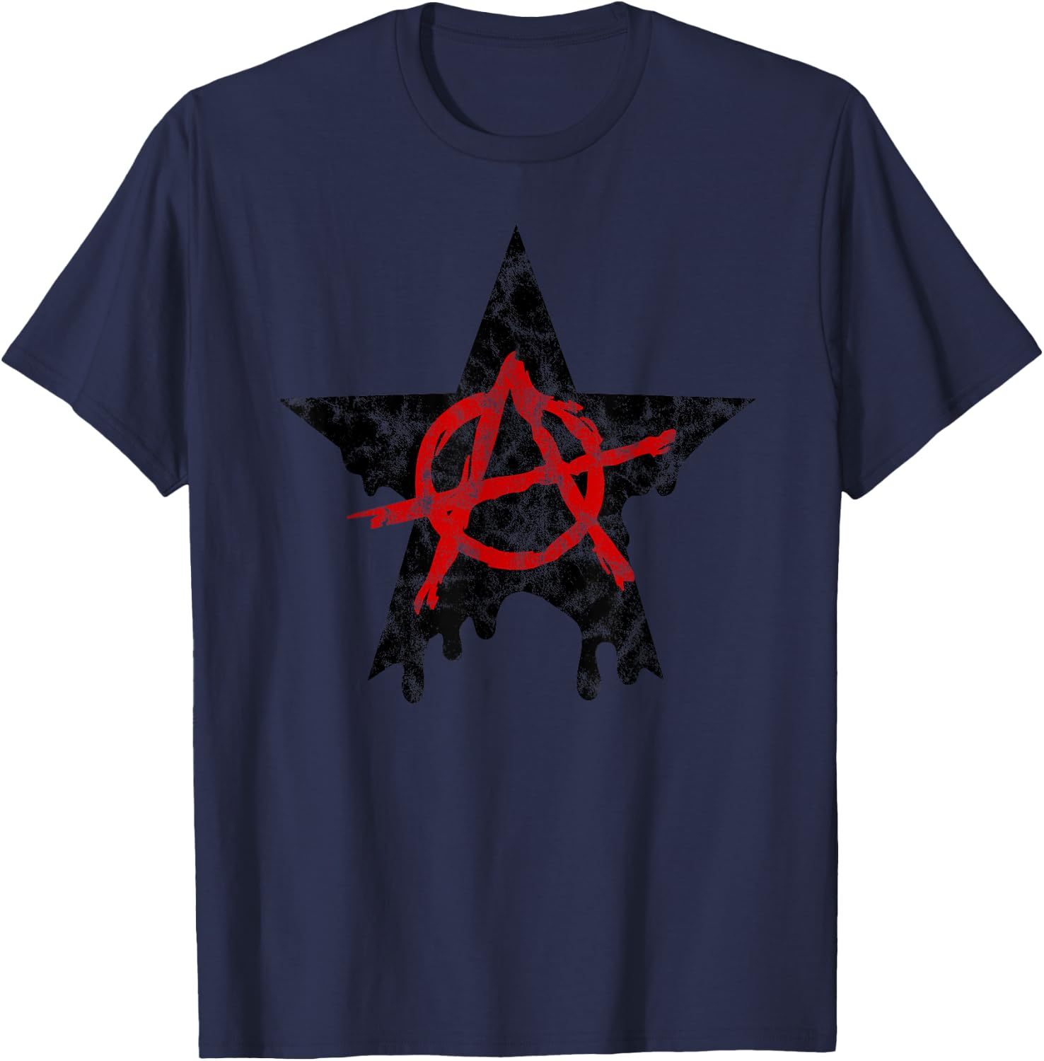 Anarchy, star, A, red black, pirate, rebel, punk, anti, left T-Shirt - T-Shirt | Navy