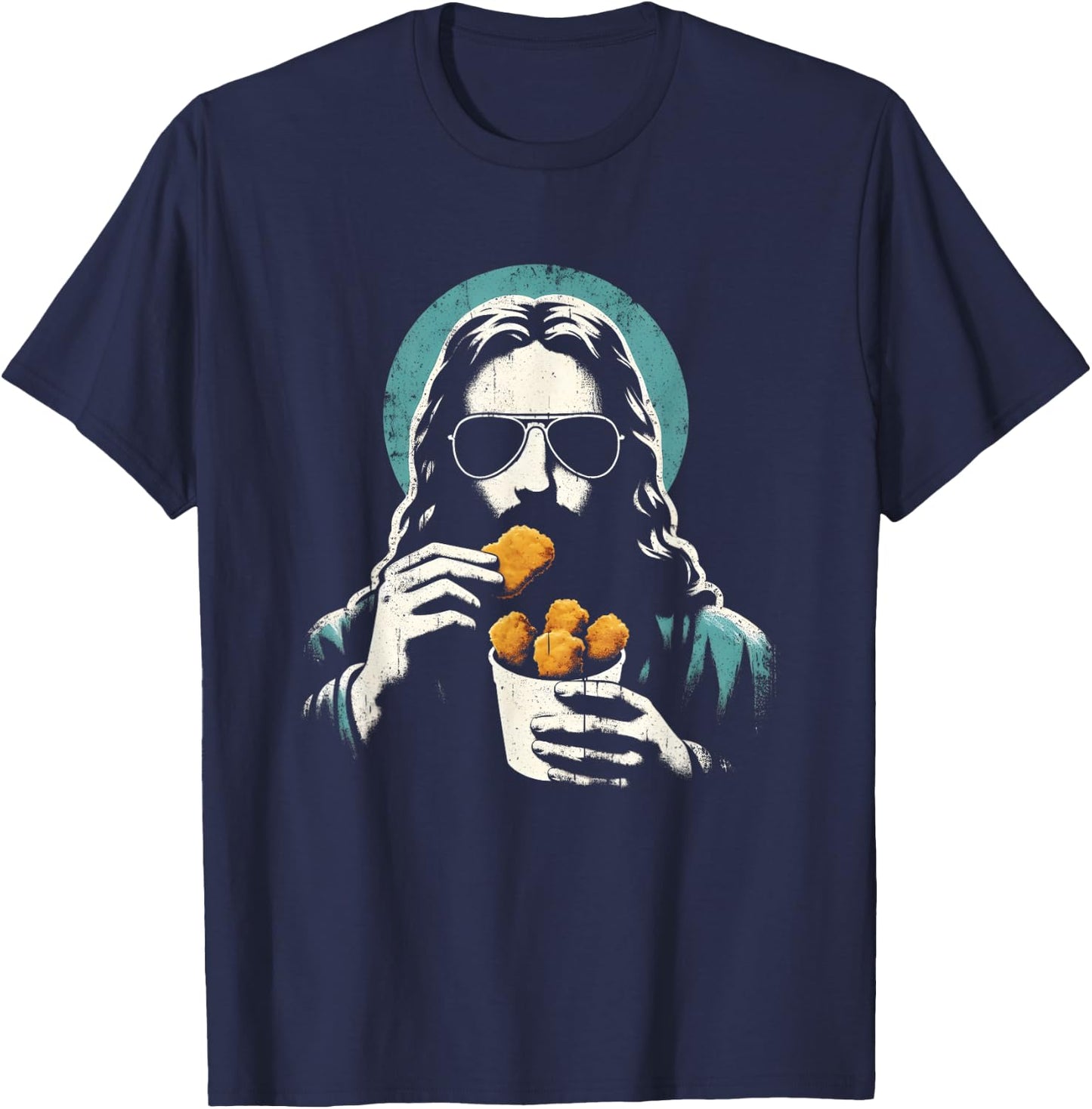Jesus Chicken Nuggets - Funny Christian Religious Nug Lover T-Shirt - T-Shirt | Navy