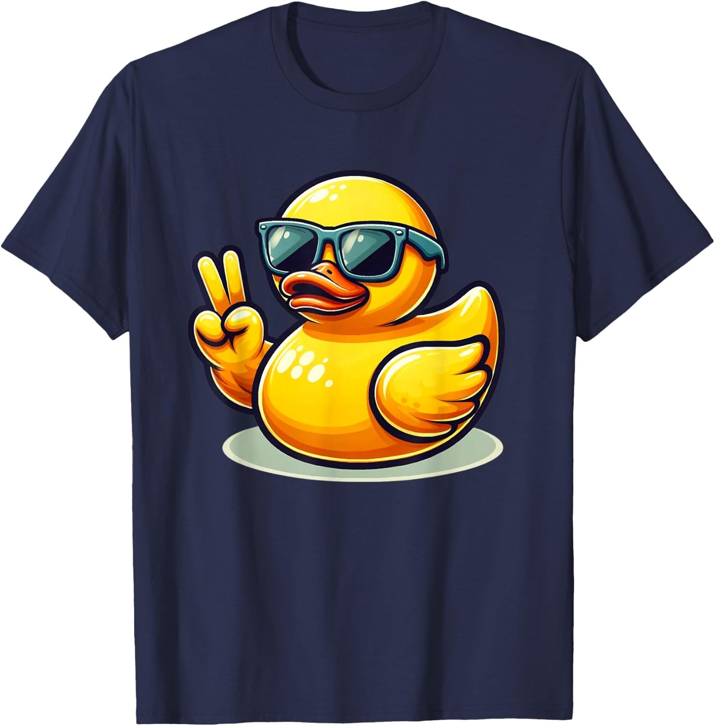 Cool Retro Yellow Rubber Duck in 70s 80s 90s Duck Lover T-Shirt - T-Shirt | Navy