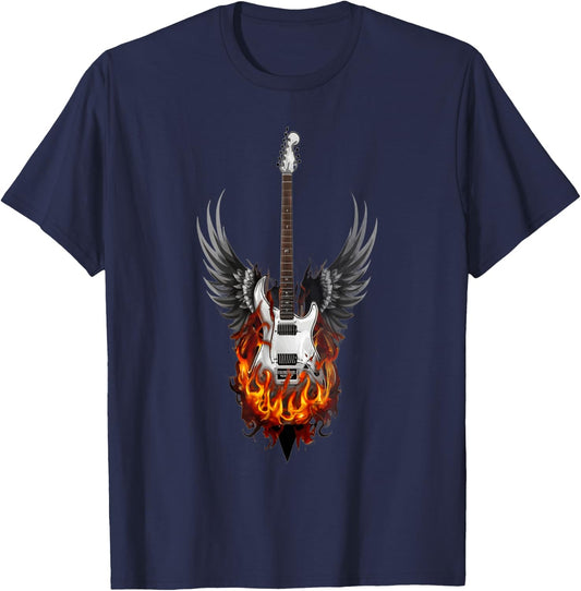 Guitare rock enflammé T-Shirt - T-Shirt | Navy