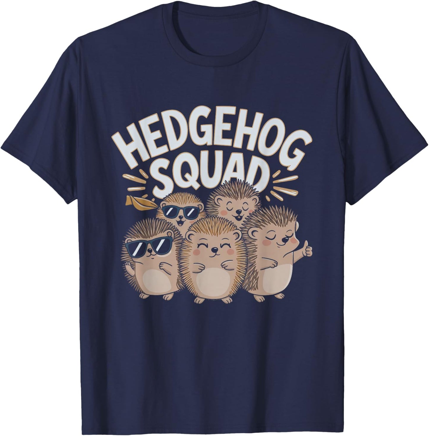 Funny Hedgehog Squad Design T-Shirt - T-Shirt | Navy