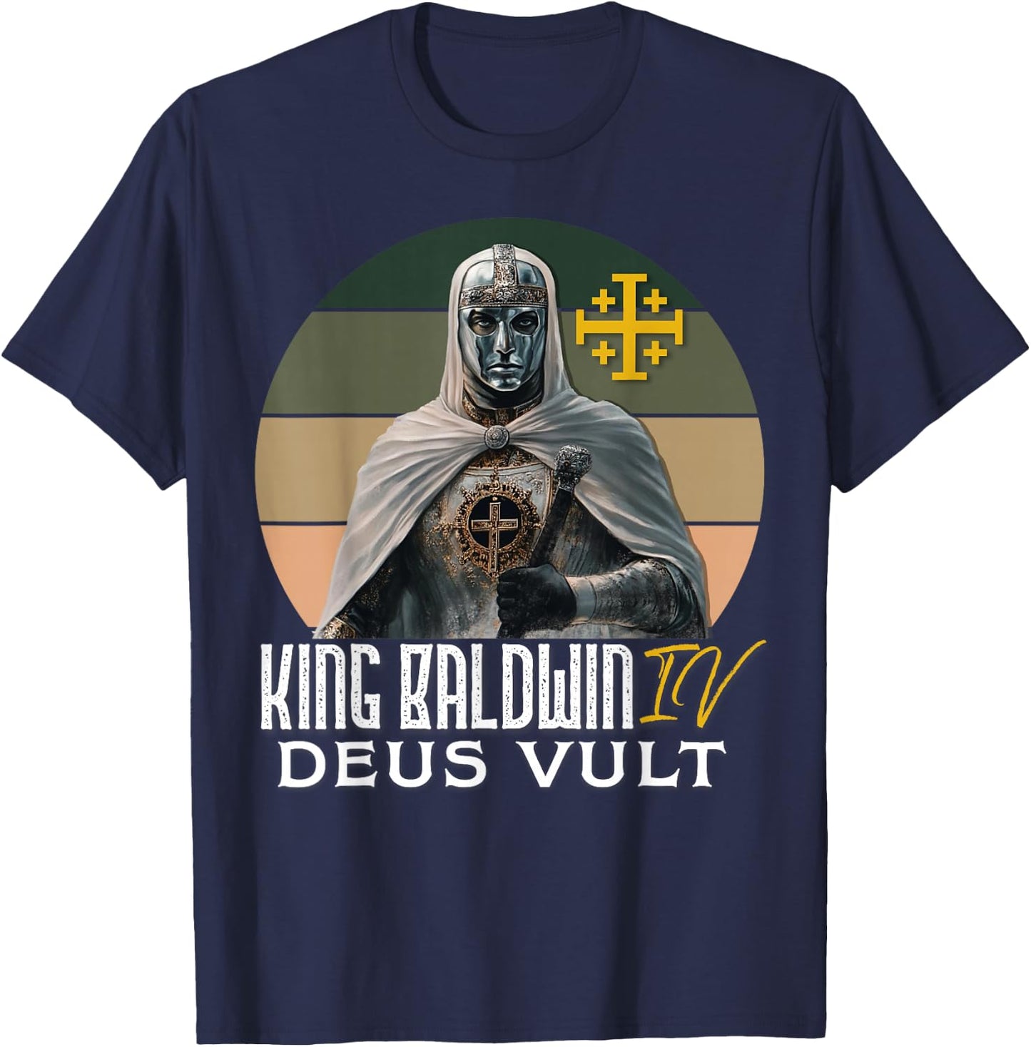 King Baldwin IV Jerusalem Cross Catholic T-Shirt - T-Shirt | Navy