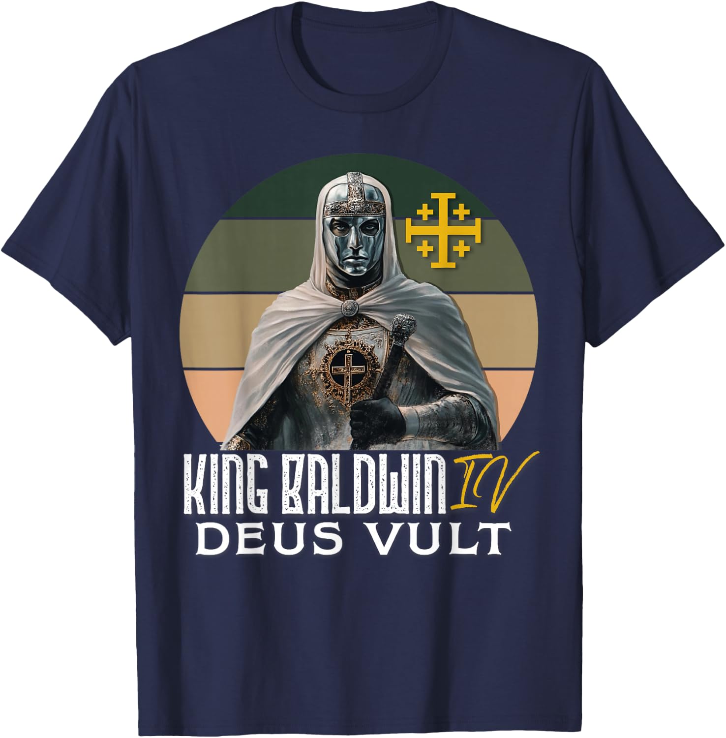 King Baldwin IV Jerusalem Cross Catholic T-Shirt - T-Shirt | Navy