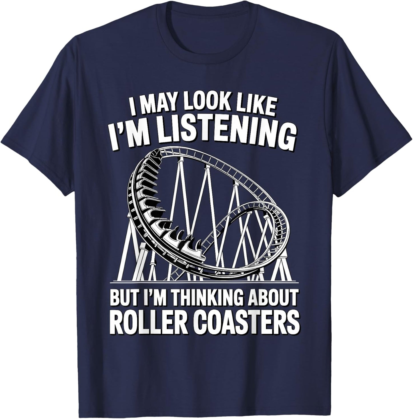Funny Roller Coaster Art Women Roller Coaster Lover T-Shirt - T-Shirt | Navy