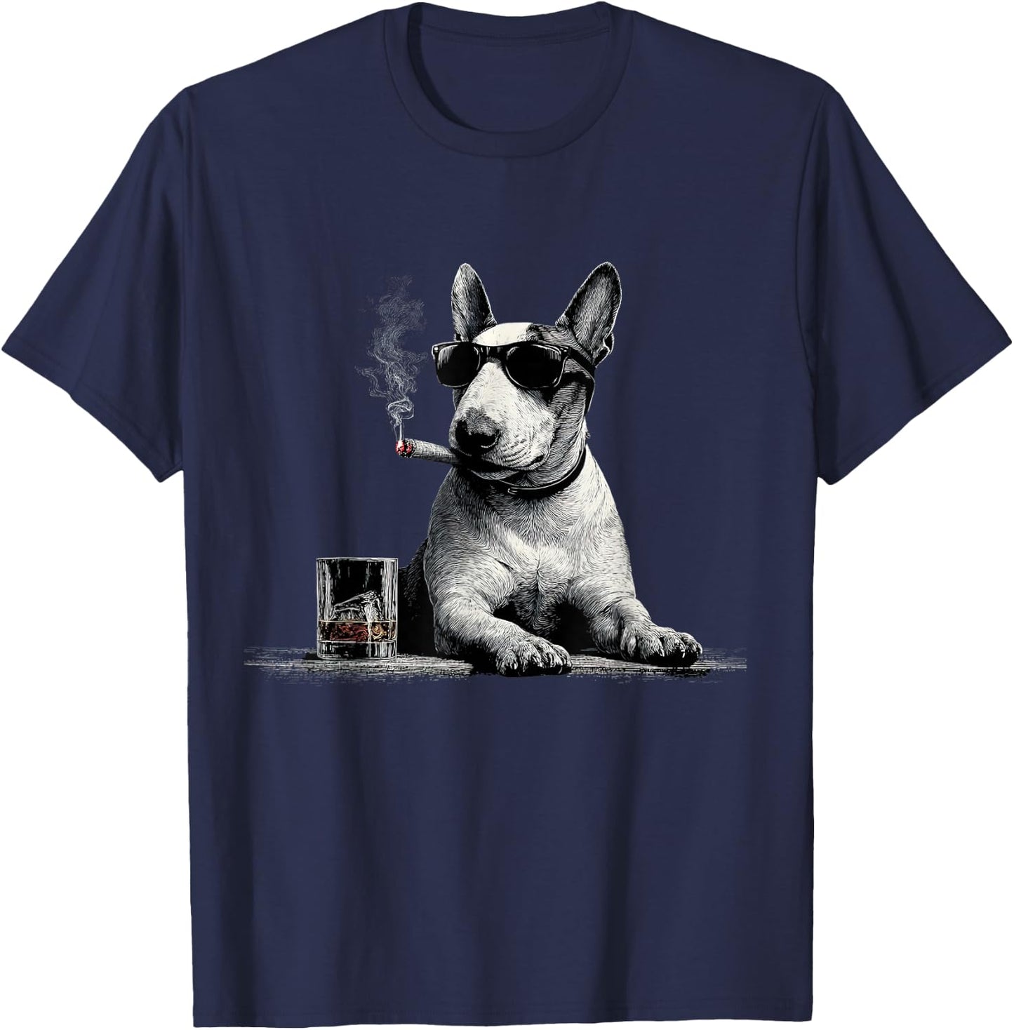 Bull Terrier Dad Dog Sunglasses Father's Day Family T-Shirt - T-Shirt | Navy