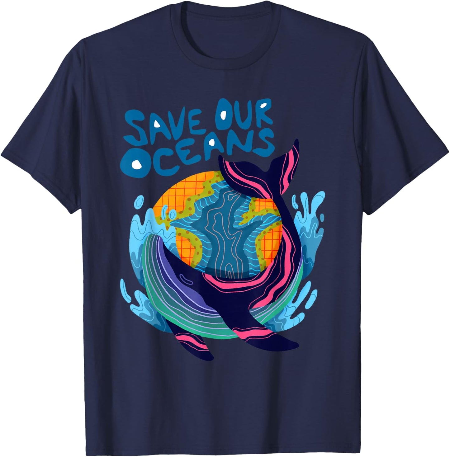 Whale Climate Change Save Our Oceans T-Shirt - T-Shirt | Navy